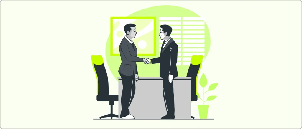 Business partnership meeting handshake illustration