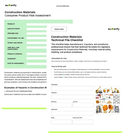 Technical Files Checklist &
Risk Assessment Template